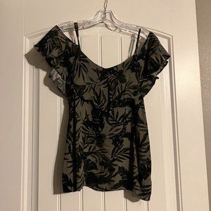 Old Navy jungle print cold shoulder top